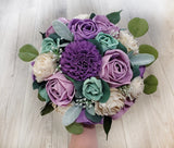 Lavender & Sage Bridal Bouquet Sola Wood Bridesmaid Flowers Eucalyptus Wedding Carnation