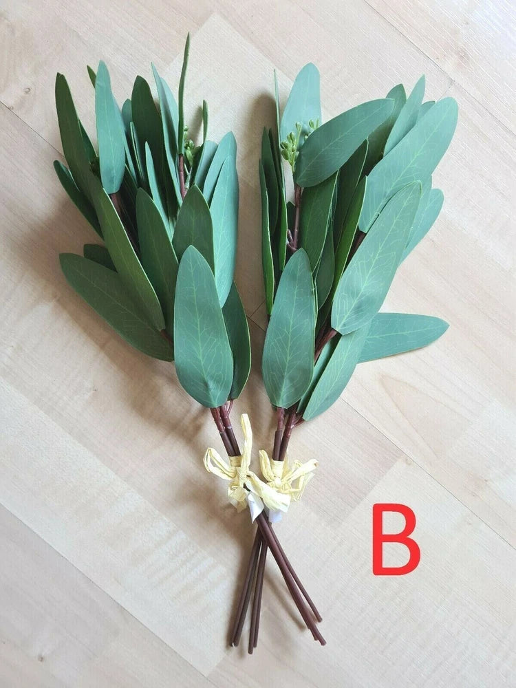 Artificial Leaves, Grass Flower Arranging Stems Greenery Supplies -Pick Set of 8 Green Plant