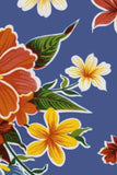 Oilcloth Fabric Tropical Hibiscus Blue Pattern Sold in Yard or Bolt Flowering Plants