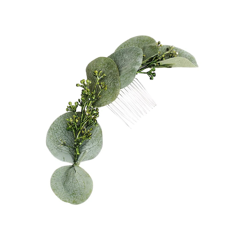 Wedding Bridal Comb Camellia Hair Comb Ranunculus Green leaf Floral Clip Head... Ranunculus