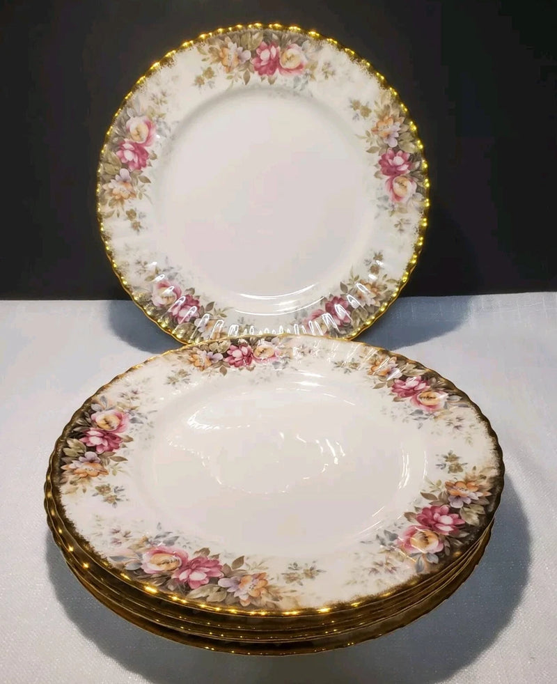 ROYAL ALBERT Autumn Roses dinner plate, floral with gold rim
