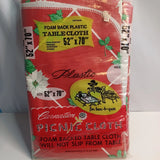 Vintage Carnation Foam Back Plastic Tablecloth Poinsettia 52_70 Open Package MCM Carnation