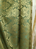 SAGE GREEN GOLD Damask Jacquard Brocade Flower Floral Fabric (110 in.) Sold BTY Flowering Plants