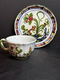Vintage Morelli Faenza Italy Carnation Hand Painted Teacup & Saucer Set Carnation