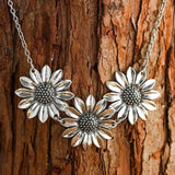 Sunflower Bloom Pendant Necklace Delicate Silvery Plant Jewelry Women Gift Sunflower