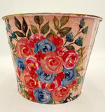 Flower Pot-Upcycled Metal Flower Pot-Best For Dried Flower Arrangement-Decoupage Dried Flower