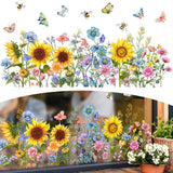Wall Sticker Decor Home 1set Flower Glass Stickers PVC Sunflower 30*60cm Sunflower