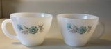 Set of 2 Vintage Fire King Bonnie Blue Carnation Flower Coffee/Tea Cups Carnation