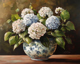 Porcelain pot with hydrangeas oil painting 8x10 Print Hydrangea