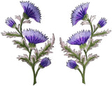 5094P Thistle - Carnation Spray - Purple Flower Embroidery AppliquŽ Patch /Pair Carnation