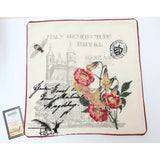 Embroidered Cushion Cover beige provance lily flower pillowcase Italy rustic Lily