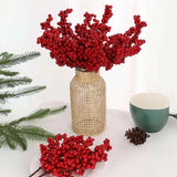 5pcs Artificial Red Berry Picks with Hawthorn Red Berries Branches Home Decor Flowering Plants