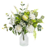 Fake Flowers Vase Artificial Silk Roses Table Dining Room Arrangement Home Hydrangea
