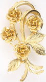 C1940s Vintage Coro Carnation Flower Brooch Floral Gold Tone Signed Pin Carnation