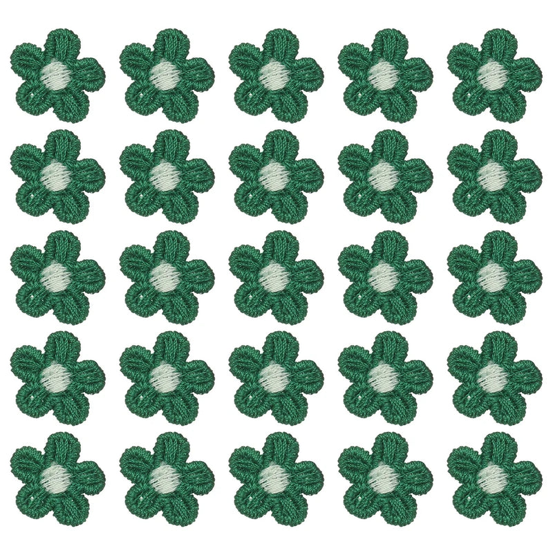 50 Pcs Mini Daisies Flower Sew on Patches, Flower Appliques Patches, Dark Green Daisies