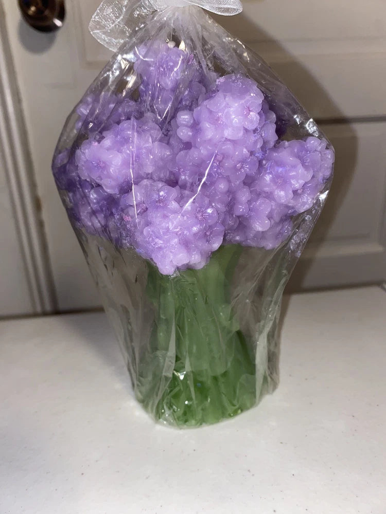 Vintage Decorative Hydrangea Shaped Bouquet Candle, 7"x4" Hydrangea