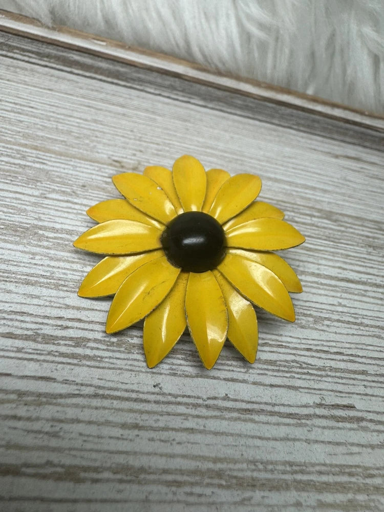 Vintage Yellow Sunflower Daisy Flower Pin Brooch Sunflower