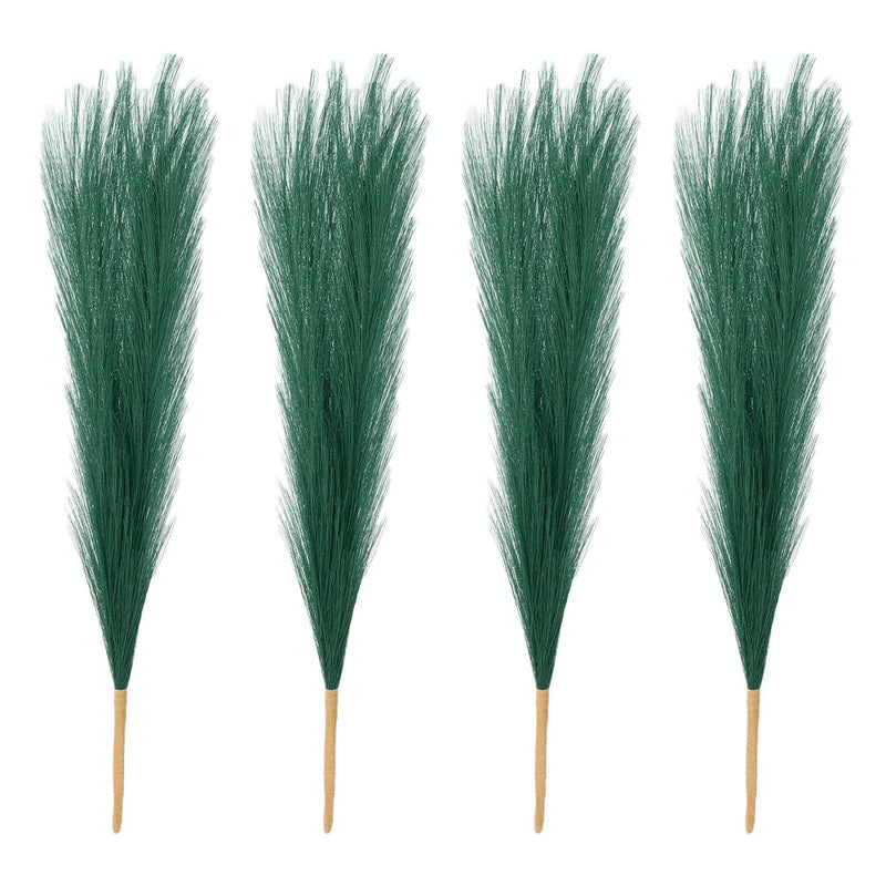 4 Pcs 17 Inch Faux Pampas Grass Artificial Boho Decor Dark Green Pampas Grass