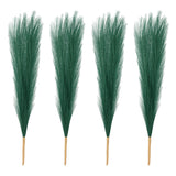 4 Pcs 17 Inch Faux Pampas Grass Artificial Boho Decor Dark Green Pampas Grass