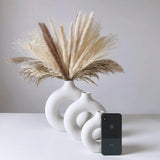 White Ceramic Vases for Pampas Grass,Water Drop Design Doughnut Vase Modern H... Pampas Grass
