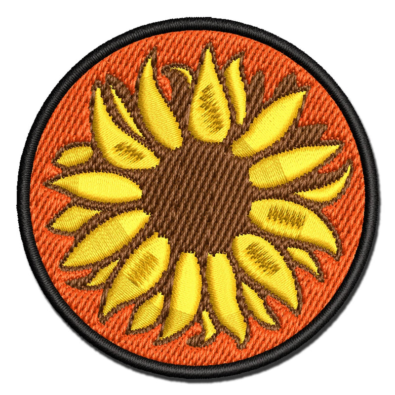 Fancy Blooming Sunflower Flower Multi-Color Embroidered Iron-On Patch Applique Sunflower