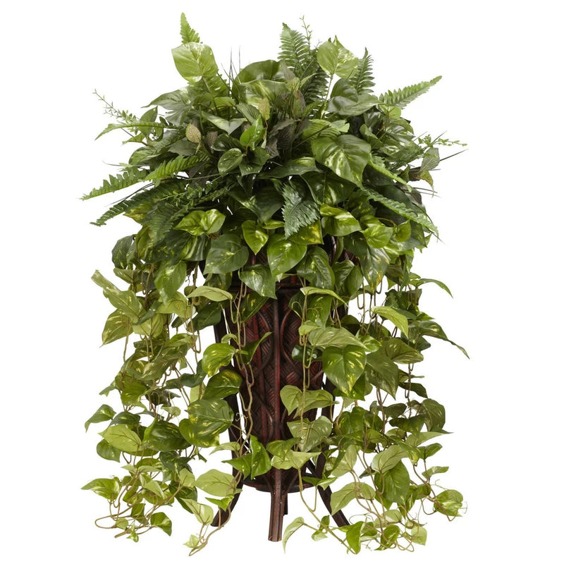 Vining Greens Silk Plant w/ Decorative Stand Green Plant