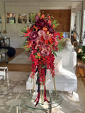 36ÓL Wedding Bouquet Large Cascade Real Feel Faux Flower Orchid Paradise Red Bouquet