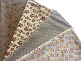 4 Fat Quarters Bundle Tan Pink Brown Floral Geometric Fabric 100% Cotton (320-4) Flowering Plants