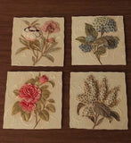Vintage Set 4 Raised Relief 3D Floral Wall Plaques Lilac Hydrangeas Peonies Rose Hydrangea