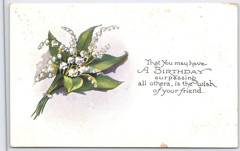 Vintage Birthday Postcard Lily of the Valley Flowers Series 820 Lily