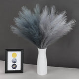 60 Pcs Pampas Grass Light Grey and Dark Grey Decor 21.7" Fluffy Faux Short Pa... Pampas Grass