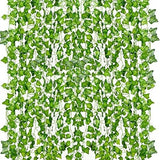 Guirnalda de hiedra artificial de 12 hebras de 84 pies, enredaderas colgantes Green Plant