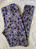 Lularoe Leggings TC Yellow Daisies Sunflowers Flowers On Purple 2016 Sunflower