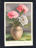 A6052 Flowers Carnations Vase PU1956 vintage postcard Carnation