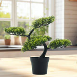 Artificial Bonsai Tree Indoor Faux Plant for Bookshelf Bedroom Windowsill Green Plant
