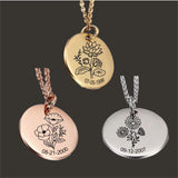 Personalized Birth Month Flower Necklace , Birthday Gift for Mom, Her, Women Carnation