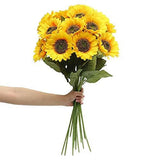 Laelfe Artificial Sunflower Flowers Long Stem Silk Fake Large 23.62'' Yellow Sunflower