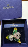 Swarovski Swan Blue Pink Crystals Hydrangea Flower Green Enamel Brooch GIFT BOX Hydrangea