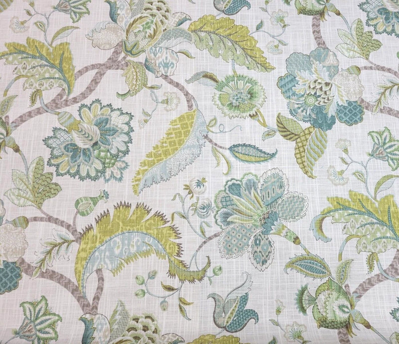 Finders Keepers in Peacock BTY 54" Wide P Kaufmann 100% Cotton Slub Duck Flowering Plants