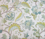 Finders Keepers in Peacock BTY 54" Wide P Kaufmann 100% Cotton Slub Duck Flowering Plants