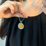 Certified natural agate Exquisite white yellow sunflower pendant fashion jewelry Sunflower