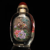 Glass painted peony flower bird snuff bottle Peony
