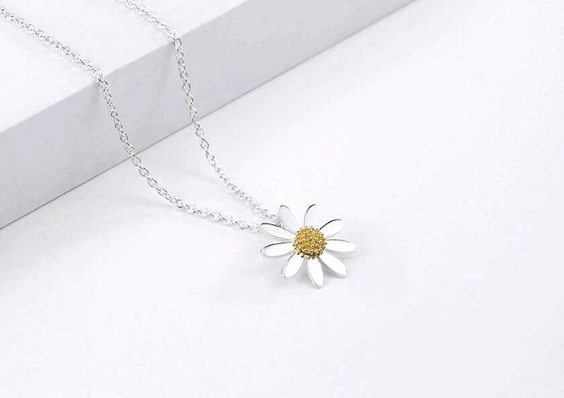 Super Adorable Flower Daisy Silver Pendant Chain Necklace Daisies
