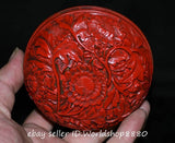 4.2" Old Chinese Marked Wood Carving Sunflower Flower Red lacquerware Round Box Sunflower