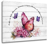 Plant Hydrangea Flower Pink Butterfly AbstractÊWallÊArtÊforÊBathroomÊLivingÊRoom Hydrangea