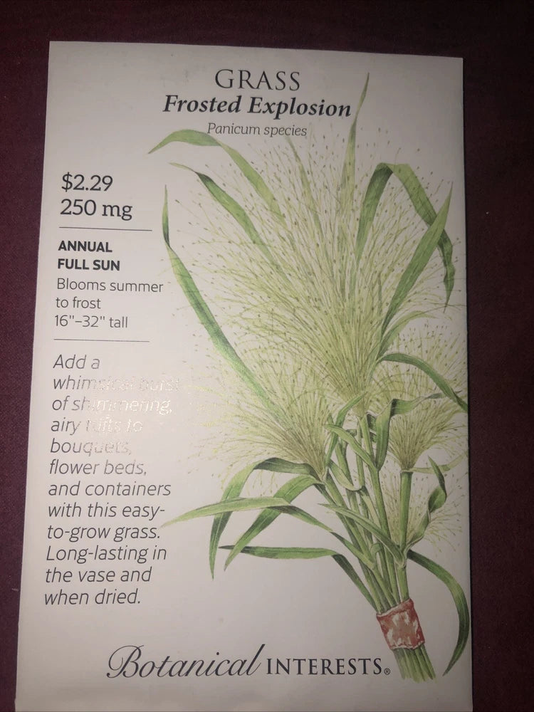 Grass Frosted Explosion Heirloom Seeds Botanical Interests Exp. 12/2024 Pampas Grass