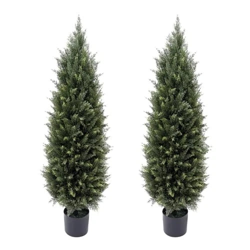 4ft(48Ó) Artificial Cedar Outdoor Artificial Shrub 15.5"D x 15.5"W x 48"H Green Plant