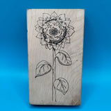 Vtg Single Sunflower Wood Mounted Rubber Stamp Sunflower
