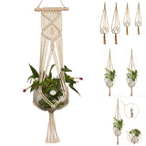 Green Flower Pot Woven Fine Hemp Rope Hanging Gardening Cord Net Plant Pocket Garden Plants