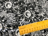 FQ Black white sketch Sunflowers sunflower drawing Cotton Fabric Fat Quarter Sunflower